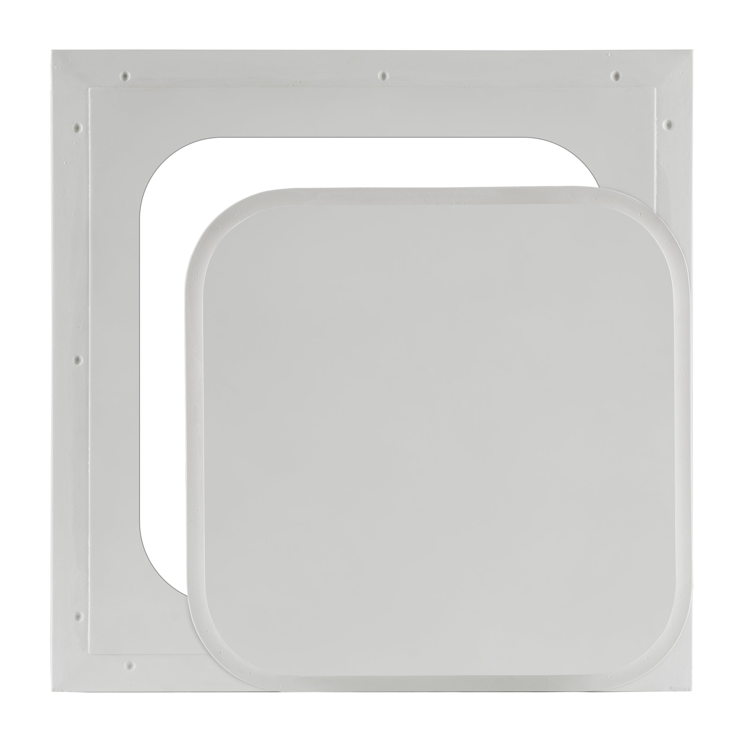 Radius-corner pop-out access panel for modern interiors with smooth edges.